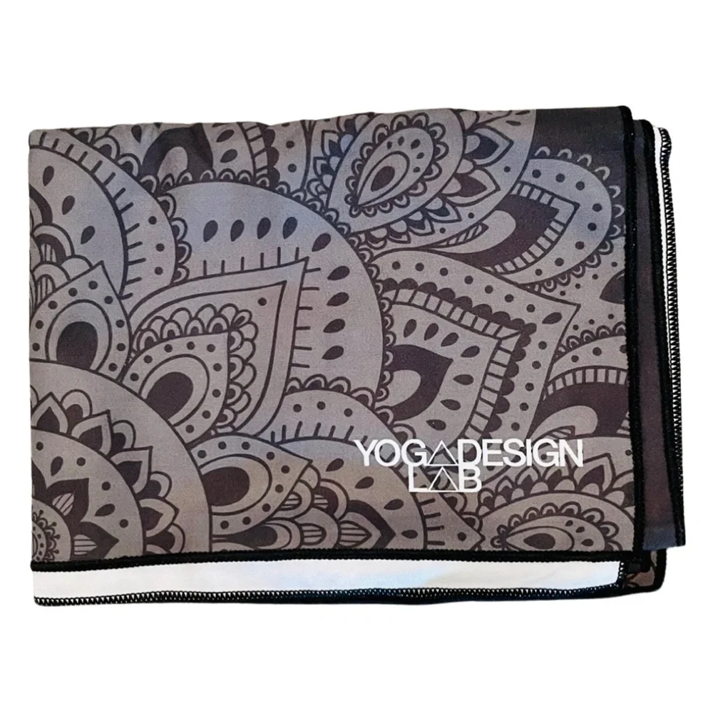 Yoga Design Lab Hot Yoga Towel (Yoga Mat Towel)  in Black with Mandala Print - Picture 3 of 8